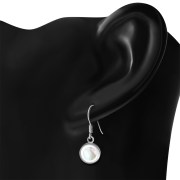 Mother of Pearl Round Silver Earrings - e360